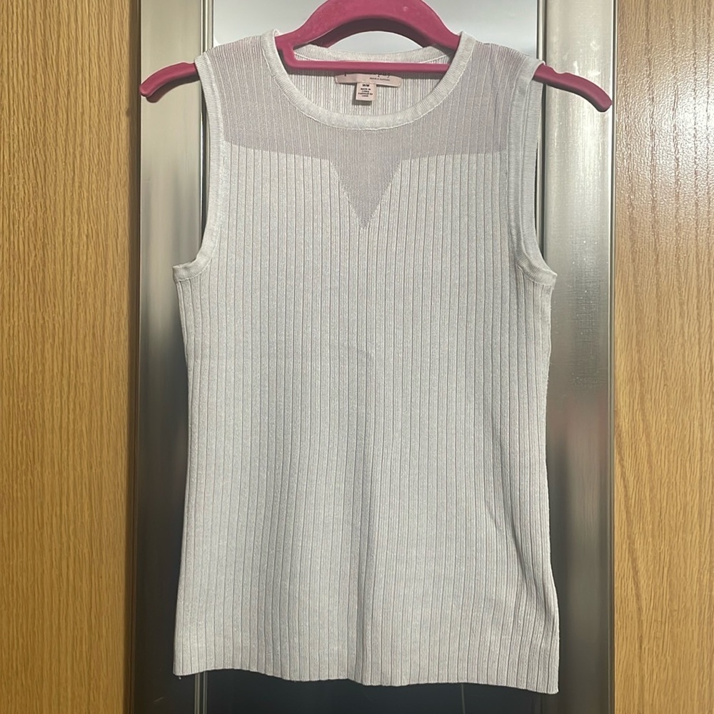 Philosophy cream ribbed sleeveless sweater with V yolk size Medium - Picture 1 of 9